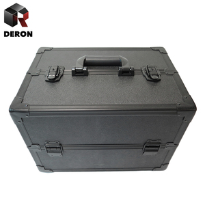 Grande capacité en aluminium noir Nail Art organisateur mode étui à cosmétiques fermeture ouverte Logo pour barbier stockage main <span class=keywords><strong>valise</strong></span> - Product Image 6
