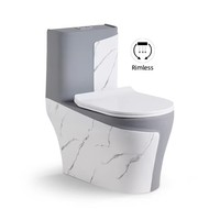 Ligne de décoration d'articles sanitaires de luxe multicolore couleur grise ligne d'or avec grille toilette en céramique WC ensemble de toilette complet