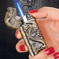 KY 2024 briquet Dragon en relief double flamme coupe-vent gaz rechargeable briquets en métal Cool