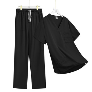 42168 Pantalones rectos personalizados con cuello en V negro 120gsm uniformes de Enfermería de talla grande uniformes médicos uniformes de <span class=keywords><strong>enfermera</strong></span> - Product Image 1