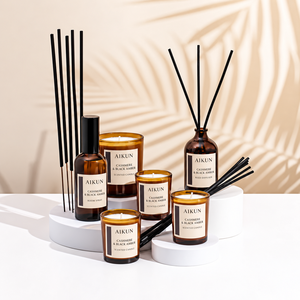Coffret Cadeau Aikun : Bougies et Diffuseurs en Verre Ambré Chaleureux, Brume Parfumée d'Ambiance, MOQ Flexible, Emballage Personnalisé pour Offrir - Product Image 1