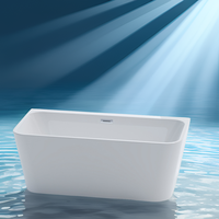 Baignoire autoportante rectangulaire contemporaine en acrylique, norme CE, avec plateforme épaisse pour hôtel et villa