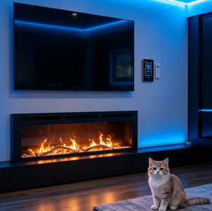 Chimenea Eléctrica Noble con Pantalla LCD, Llama Ultra Realista, Calefacción Segura y Eficiente para Club, Hogar, Hotel, Decoración de Villa - Product Image 1