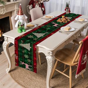 Cross-border Printed Woven Christmas <b>Table</b> Runner Festive Home Party Kitchen Dining <b>Table</b> Decoration <b>Cloth</b> Waterproof - Product Image 3