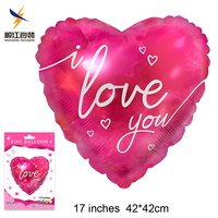 Ballon en aluminium en forme de cœur avec impression « I Love You » pour enfants et adultes, design coloré, emballage individuel, ballons pour mariage et fête