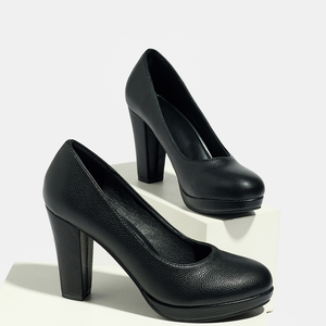 Escarpins confortables noirs en PU pour <span class=keywords><strong>femme</strong></span> à talon carré et plateforme, souples, antidérapants, à enfiler, pour le bureau, les entretiens et les affaires - Product Image 1