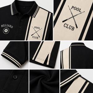 Camisa de Billar para Hombre, Manga Corta, Diseño en Contraste, Transpirable, Absorbe la Humedad, Corte Casual, con Cuello, Logotipo Bordado en 3D Personalizado - Product Image 3