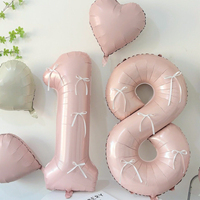 Ballon en feuille d'aluminium rose Coquette avec nœud et chiffres 0-9 pour la décoration de fête d'anniversaire de fille