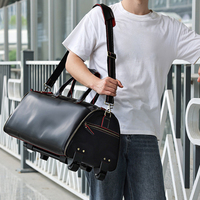 Tas Travel ukuran besar kustom, tas tangan kulit asli lapisan atas dengan roda, tas koper yang dapat menampung koper
