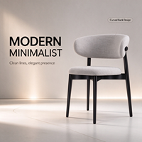 Chaise de salle à manger contemporaine en coton et lin gris clair, chaise d'appoint avec structure en bois noir pour café, salon et salle à manger