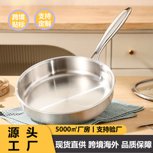 Stainless Steel <b>Frying</b> <b>Pan</b> 316 Nonstick Round <b>Induction</b> Cooktop Compatible For Eggs And Steaks - Product Image 2