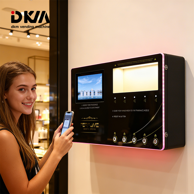 DKM Custom Wholesale Wall Mounted Fragrance Cologne Perfume Vending Machine with Wifi Touch Screen for Night Club