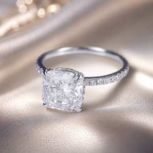 Messi Jewelry MSR-510 Wedding Engagement Jewelry 18K Solid Gold CVD HPHT 3.2CT E VS1 Cushion Cut Lab Grown Diamond <b>Ring</b> - Product Image 4