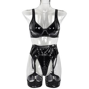 Ensemble de lingerie séduisant et charmant avec des boucles pour les jambes, mettant en vedette une lingerie en cuir satiné lisse et sexy d'Europe et d'Amérique - Product Image 6