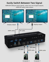 Conmutador KVM DP+HDMI 2x2 de 8K 60Hz para 2 PC y 2 Monitores con Controlador IR