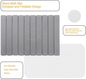 <b>Foldable</b> High-quality Sustainable Super Fast Absorbent Modern Wave Pattern Machine Made Diatomaceous Earth <b>Bath</b> Mat - Product Image 5