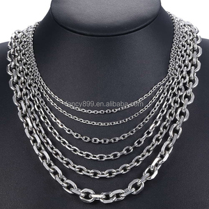 Không Thấm Nước Thương Hiệu Có Thể Điều Chỉnh Chuỗi Vòng Cổ Chuỗi Bạc Chuỗi Vòng Cổ Bằng Thép Không Gỉ Chuỗi Vòng Cổ Cho Hiphop Người Đàn Ông - Product Image 2