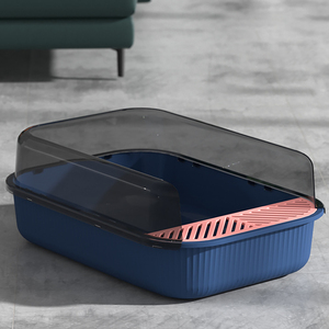 Caja de arena para gatos de plástico duradero de alta cara, fácil de limpiar, caja de arena para inodoro para gatos, maceta para mascotas extra grande - Product Image 6
