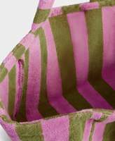 Sac de plage à bandoulière en tissu éponge doux rayé pour femme, grande capacité, avec logo personnalisé