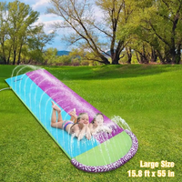 Toboggan aquatique double piste en PVC avec arroseur de jardin, jouet aquatique pour enfants et adultes, pour faire sauter dans l'eau dans le jardin fleuri