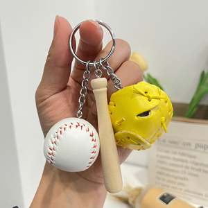 Llavero de bate de béisbol al por mayor, llavero deportivo de aleación metálica con mini accesorios de guante de béisbol para niños, niñas, aficionados a equipos, fiestas y atletas - Product Image 6