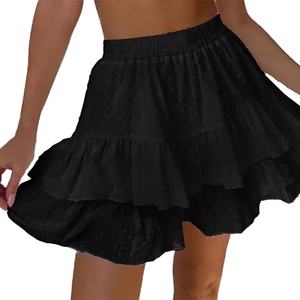 Nouvelle jupe à volants sexy taille haute en dentelle unie pour femme, collection printemps-été, style tempérament - Product Image 4