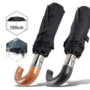 Paraguas Pongee Moderno, Resistente al Viento, con Mango Curvo de 3 Pliegues, Totalmente Automático, con Protección UV, para Regalos Empresariales - Product Image 1