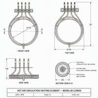 Élément Chauffant à Circulation d'Air Chaud OEM 3KW 220V en Acier Inoxydable SS304, Chauffage Circulaire à Triple Anneau pour Four à Convection et Four à Air Chaud
