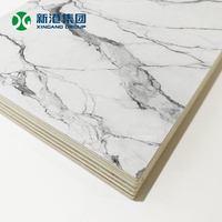 Contreplaqué mélaminé blanc mat brillant à motif marbre pour armoire de cuisine