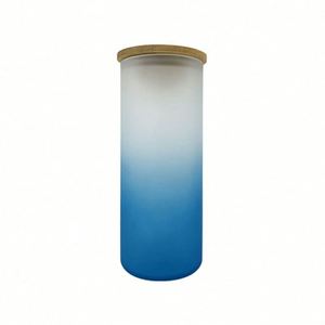 Vaso de Cerveza con Forma de Lata, Botella de Agua de 18 oz, Vaso Sublimable en Blanco, Vaso Esmerilado de 18 oz, Vaso Tipo Mason con Tapa de Bambú y Pajita - Product Image 2