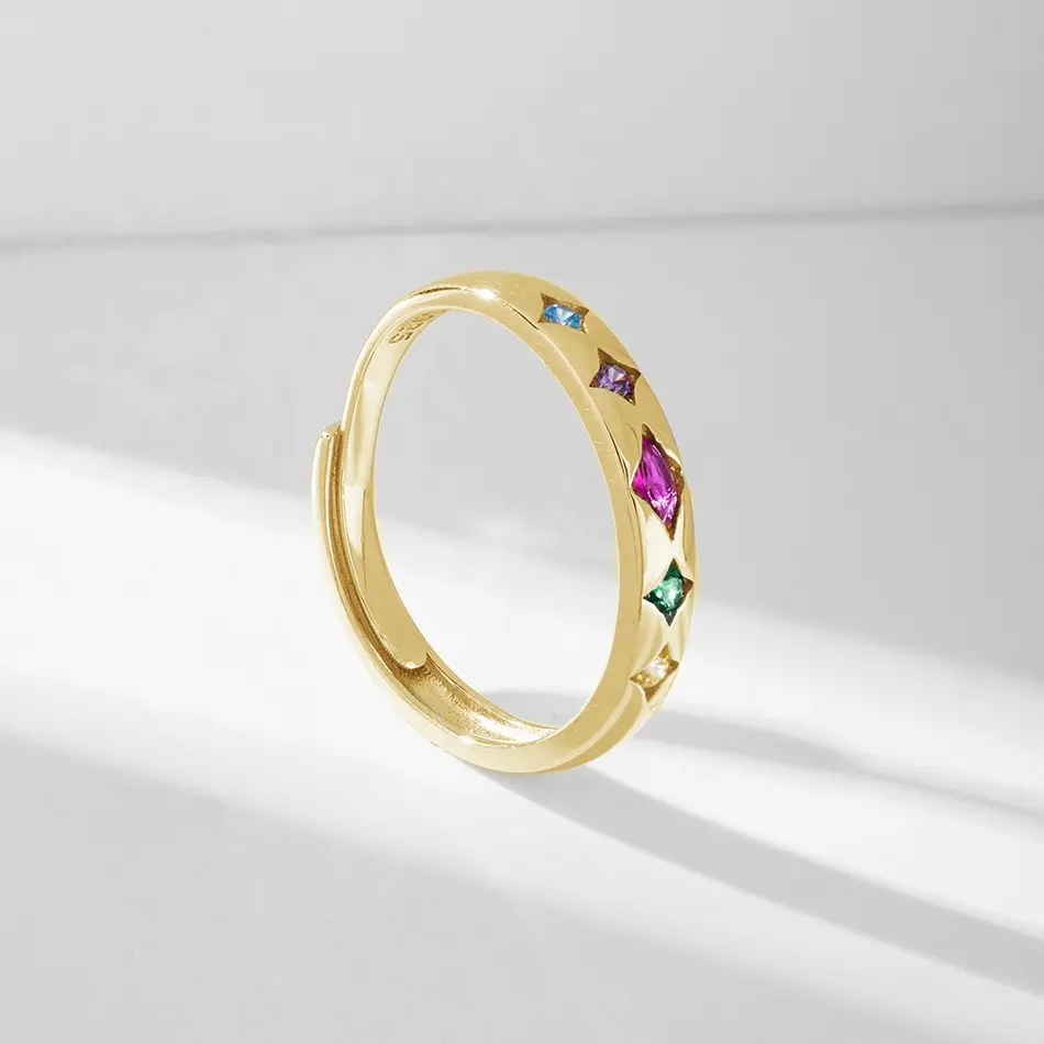 Nagosa 925 स्टर्लिंग चांदी थोक ठीक गहने 18k सोना मढ़वाया फैशन गहने प्रशस्त हीरा क्रोइसैन गुंबद अंगूठी महिलाओं के लिए