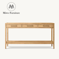 Table d'entrée moderne française à trois tiroirs, design en bois massif pour villa, salon, couloir, porche, personnalisable
