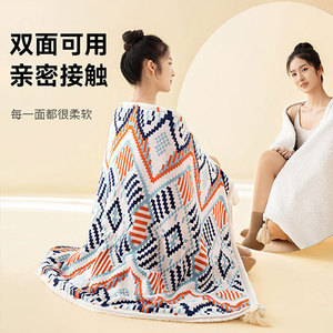 Manta eléctrica con patrón geométrico, lavable a máquina, para el hogar, cuello, hombros, cálida, de un solo uso - Product Image 3