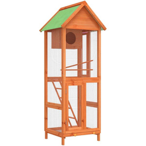 Jaula Grande para Pájaros de Madera de <span class=keywords><strong>Pino</strong></span> Sólido, Aviario para Pinzones, Canarios y Loros, Resistente a la Intemperie, Casa para Mascotas de Jardín con Nido - Product Image 2