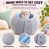 Wandelbares Filz-Katzenbett mit Plüschfutter, multifunktionale Katzenhöhle und Muschelbett, Indoor-Tiernest für den Großhandel