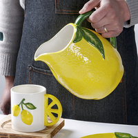 Pichet d'eau fraîche en céramique en forme de citron peint à la main Restaurant Ensembles de vaisselle à usage domestique Pièce décorative autonome pour jus