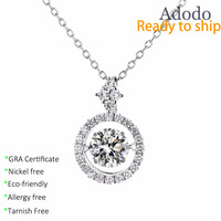 Simpele Fijne Sieraden Ronde Slijpvorm 1 Ct Moissanite Dansende Hanger S925 Sterling Zilver VVS GRA Dames Kettingen voor Valentijnscadeau