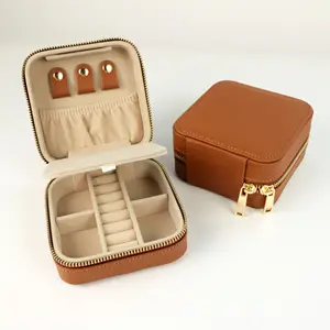 Jewellery Storage Bags New Arrival Saffiano Leather Jewelry Storage Bag Travelling Jewellery Box With Mirror