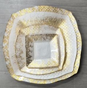 Nouvel ensemble de vaisselle de luxe unique en verre avec feuille d'or rose pour la maison - Product Image 1
