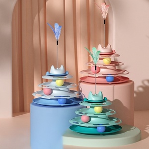 Ekstra küçük boyutu kedi pikap oyuncaklar 4-Tier renkli kovalamaca topları ile kaydırıcı ray pikap kedi kule oyuncak - Product Image 1