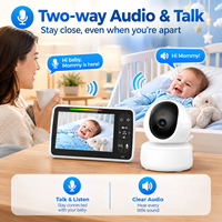 Babyphone intelligent 5,0 pouces avec caméra et enregistrement audio, vision nocturne, communication bidirectionnelle, Wi-Fi et application