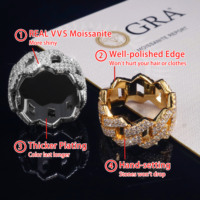 Bague personnalisée en moissanite entièrement sertie de diamants, style hip-hop, en argent sterling 925, pour homme