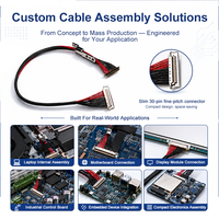 Maßgefertigtes 30-Pin 0,5mm Pitch LVDS-Kabel 40AWG Mikro-Koaxial & 34AWG Kabelbaum für Dual-Screen Laptop-Displays