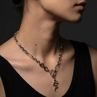 Nouveau Collier Ras du Cou Serpent Haut de Gamme en Acier Inoxydable Argenté, Collier Cool pour Femme et Homme, Bijou Métallique Punk Hip Hop, Cadeau