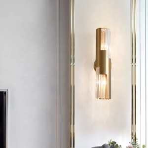 Nuevo estilo interior al lado de color dorado cristal latón habitación hotel dormitorio cabecera lámpara de pared moderna Nórdica - Product Image 4