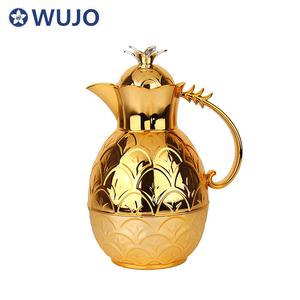 WUJO-taza de café dorada con forma de piña, jarra térmica al vacío con revestimiento de vidrio para el mercado árabe de Arabia Saudita, Dubái, 0.6l, 1l - Product Image 3