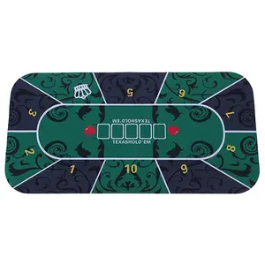 Portable Texas Poker Mat 1.2 × 0.6m Rubber Table Cloth Casino Poker Board Game Pad 10席Poker Table Mat