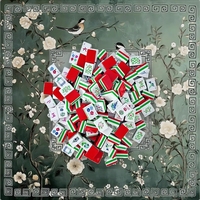 Set Mahjong Amerika 4 Lapis 30mm 1-3/16" Berukir, 160 Ubin Akrilik Merah Cina, Berat, Portabel, Mewah, Edisi Sage Garden