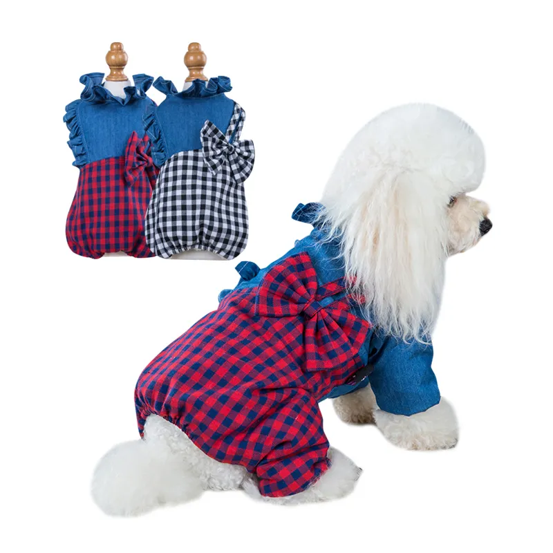 OEM/ODM 2021 China Manufacture Striped Suspender Pantsuit Dog Clothes Display With Four Legs hund kleidung