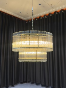 Lustre RHOEM <span class=keywords><strong>San</strong></span> <span class=keywords><strong>Marco</strong></span> en verre, lustre rond à deux niveaux, grand lustre rond en verre, éclairage de luxe personnalisé pour salon de villa - Product Image 1